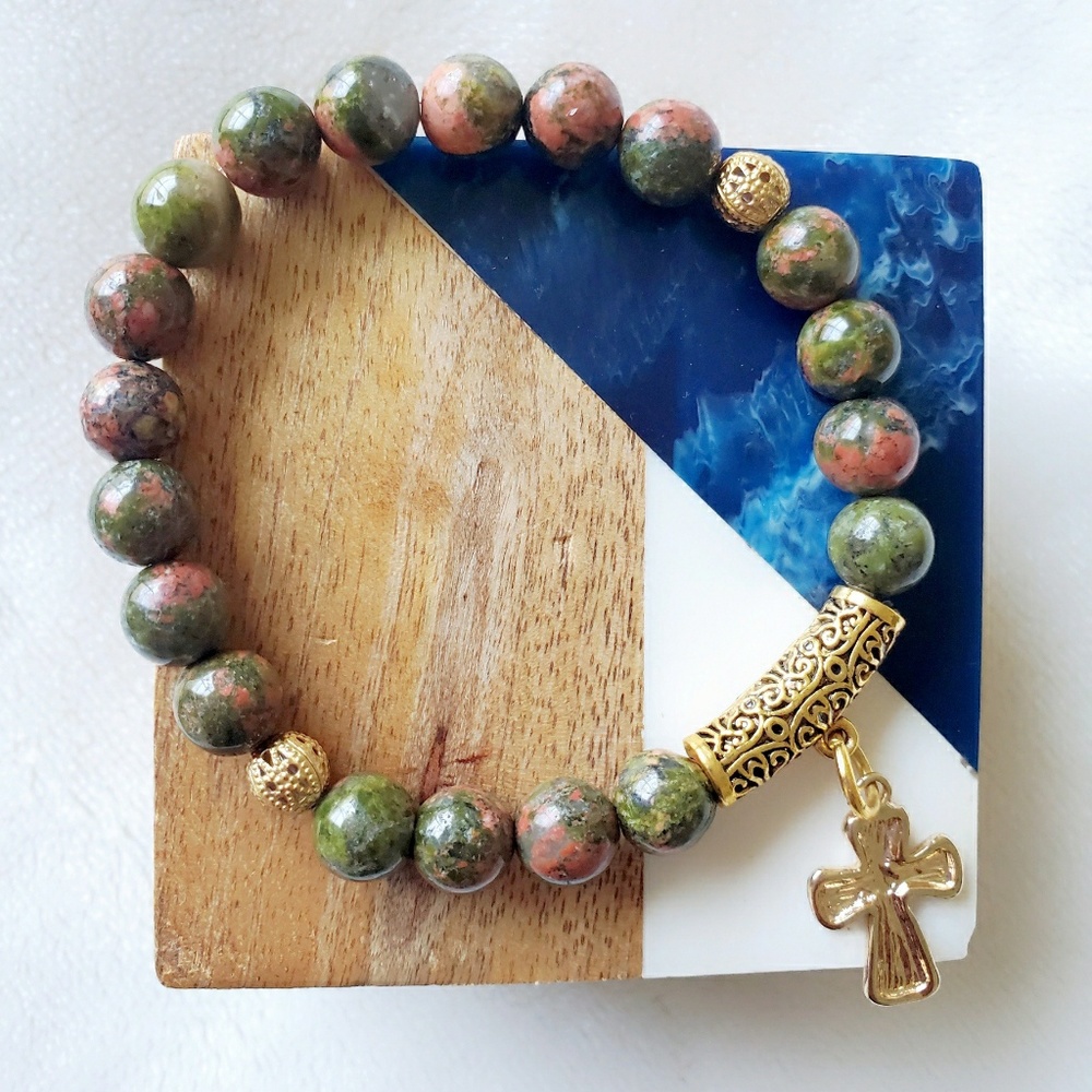 Crystal Healing Bracelet: Unakite